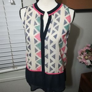 EUC Sheer Geometric Blouse